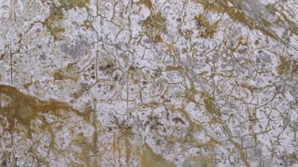 Aerial view of dangerous territory. Pollution of the environment, land and water. Cracks in the ground. The parched bed of a dirty river, poisoned by copper production. Environmental disaster — Stock Video
