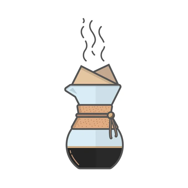 Kaffeetropfer, Tropfkaffeemaschine mit Filter, Utensil zum Aufbrühen von Kaffee für Barista oder Coffee Shop. Vektor-Illustration isoliert auf weißem Hintergrund. — Stockvektor