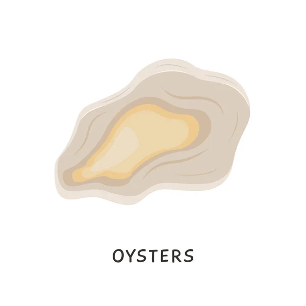 牡蠣。白を基調としたベクトル生牡蠣殻。料理、地中海料理のシーフード。平漫画のスタイルで貝. — ストックベクタ