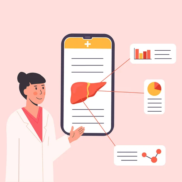 Concept Consultation Médecin Ligne Sur Téléphone Mobile Une Application Expliquant — Image vectorielle