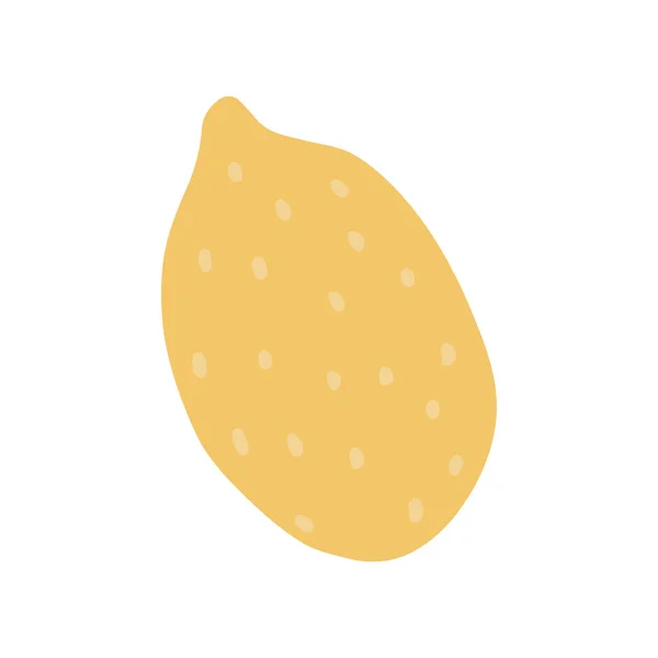Plody čerstvého kyselého citronu izolovaného na bílém pozadí. Žluté citrusy. Jednoduchá barevná ručně kreslená vektorová kresba exotických tropických voňavých potravin. — Stockový vektor