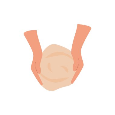 Hamur elleri büküyorum. Ev yapımı fırın. Ekmek mayalı ekmek yapıyorum. Yemek tarifi için talimat. Yemek kitabı veya yemek blogu için düz vektör çizimi. 