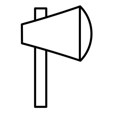 İzole edilmiş beyaz arka planda balta doğrusal simgesi. Turizm. Vektör illüstrasyonu.