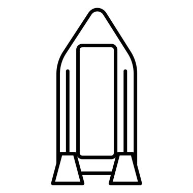 Beyaz izole edilmiş arka planda kürek doğrusal ikonu olan şişme bir tekne. Vektör çizimi. Turizm, dinlenme. Web tasarımı.