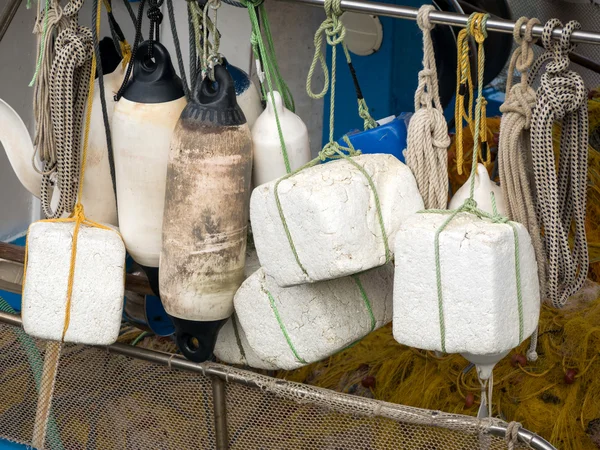 Bóias em um barco de pesca — Fotografia de Stock