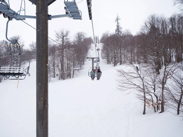 Ski lift on the slope of a big ski resort Vasilitsa in Grevena, North Greece