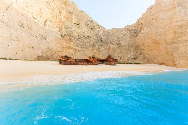 Yunanistan Zante Adasında Gemi Enkazı Bulunan Güzel Plajın Manzarası — Stok fotoğraf