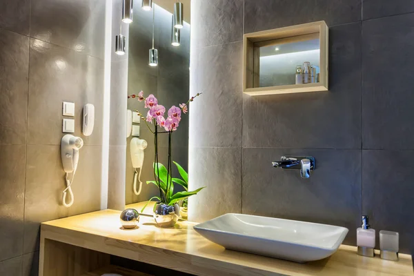 Moderno cuarto de baño de lujo con decoración elegante — Foto de Stock