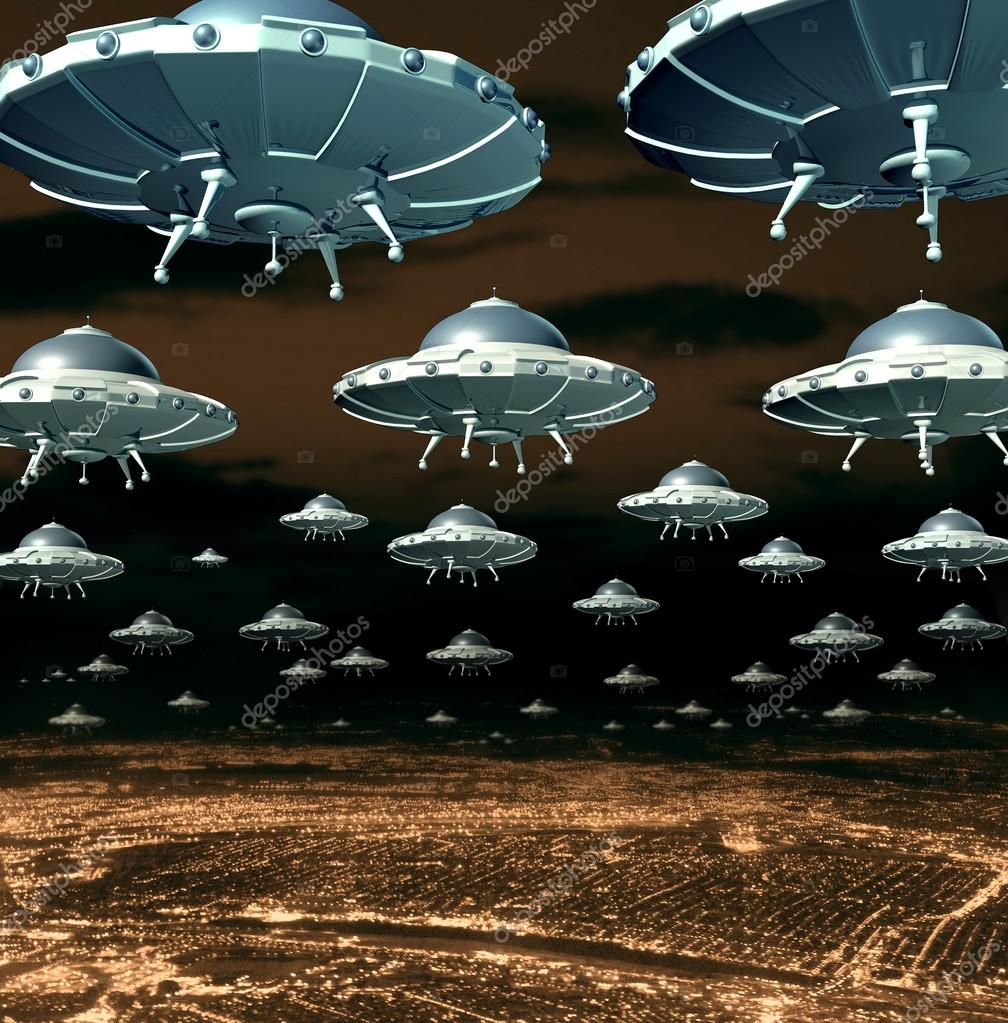 Soucoupe Volante En UFO Au-dessus De La Terre Image stock - Image