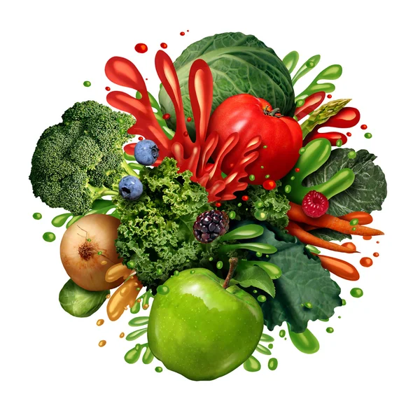 Zöldség gyümölcs Juice Splash — Stock Fotó