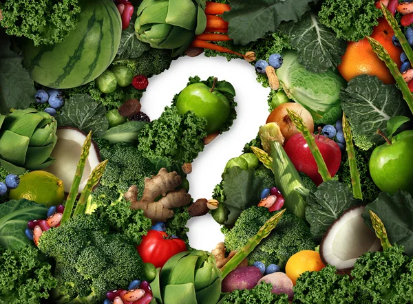Zdravé potraviny otázka — Stock fotografie