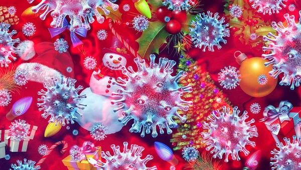 코로나 바이러스가 유행하고 독감이 유행하는 시기인 크리스마스 시즌에는 세포를 렌더링하는 — 스톡 사진