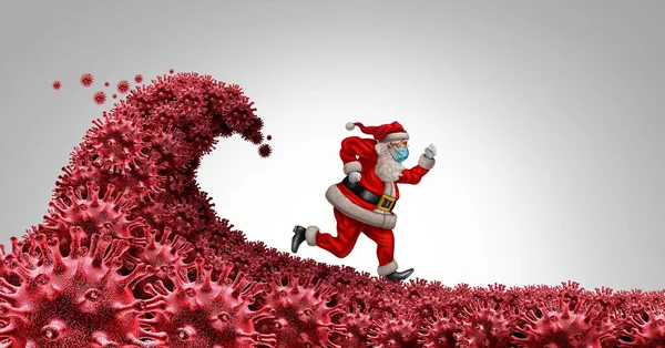 Santa Claus Wearing Face Mask Running Away Virus Christmas Season — Stock Photo, Image