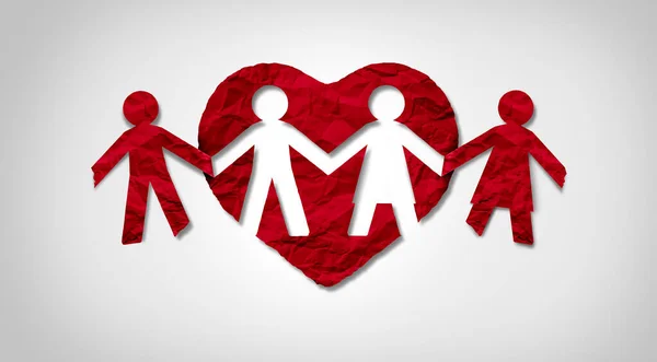 Love Split Relationship Breakup Breaking Marriage Romantic Partner Paper Heart — Stok fotoğraf