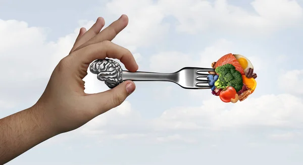 Brain Food Nutrition Concept Group Nutritious Nuts Fish Vegetables Berries — Stok fotoğraf