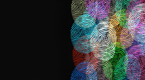 Разнообразная Концепция Идентификации Конфиденциальности Персональные Данные Отпечатки Пальцев Значки Отпечатков — стоковое фото