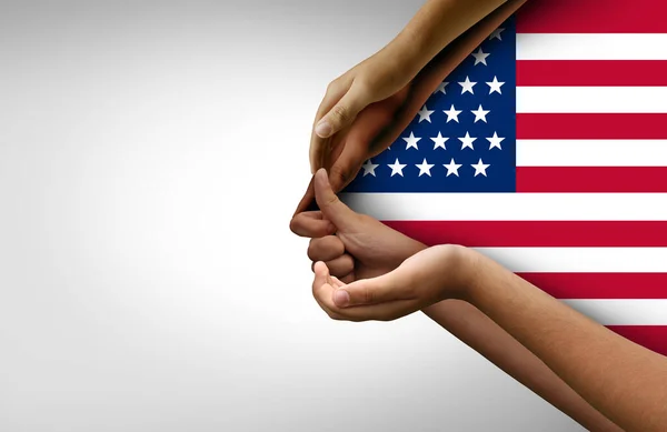 Американцы Объединяются Одна Нация Команда Граждан Работающих Одна Разнородных Рук — стоковое фото