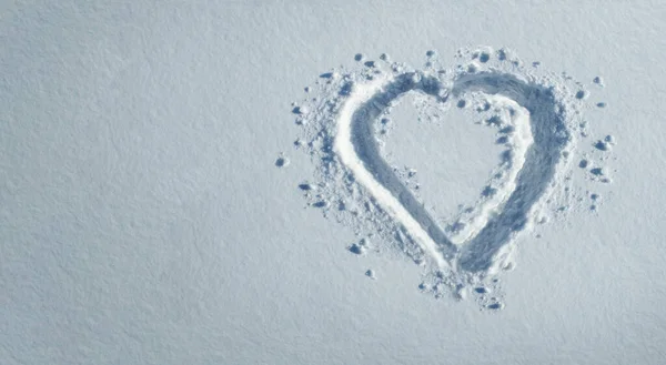 Schneeherz Und Winter Liebessymbol Als Romantik Gruß Mit Kopierraum Hintergrund — Stockfoto