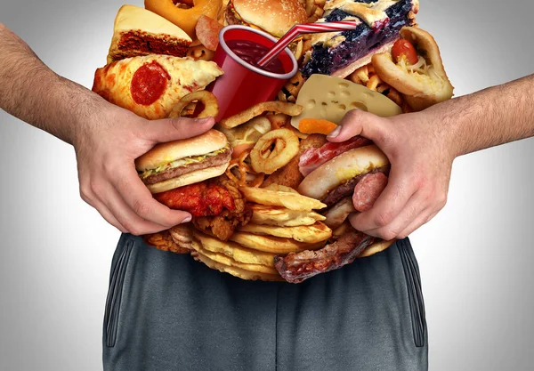 Obesity Nutrition Unhealthy Diet Front View Fat Overweight Person Stomach — Stock Photo, Image