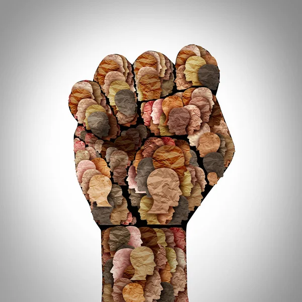 Konsep Persatuan Keadilan Sosial Sebagai Sebuah Kepalan Tangan Dengan Orang — Stok Foto