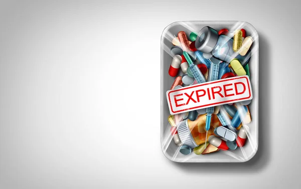 Medicina Expirada Expiração Medicamentos Prescritos Expiração Anterior Risco Saúde Medicamentos — Fotografia de Stock