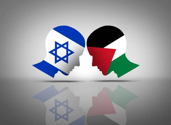 Israel Und Palästina Konflikt Oder Israelisch Palästinensische Nahostkrise Mit Zwei — Stockfoto