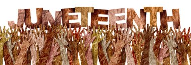 Juneteenth holiday or June Teenth commemorating the end of slavery as a Social justice concept or Emancipation Day representing freedom and equal rights celebration in a 3D illustration style. clipart