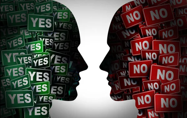 Yes Concept Political Election Choice Disagreement Opposing Opinions Idea Conflict — Stok fotoğraf