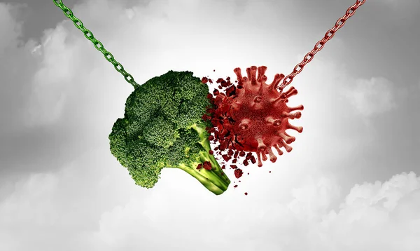 Hälsa Mat Och Sjukdom Bekämpa Livsmedel Näringskoncept Med Hälsosam Broccoli — Stockfoto