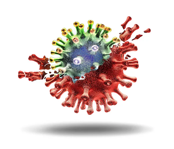 さまざまなウイルス細胞の概念と新しい変異のコロナウイルスの変種が発生するか または危険性のあるインフルエンザ株としてのインフルエンザの突然変異としてCovid 19ウイルスデルタの発生疾患細胞との健康上のリスクは白に3Dレンダリングとして — ストック写真