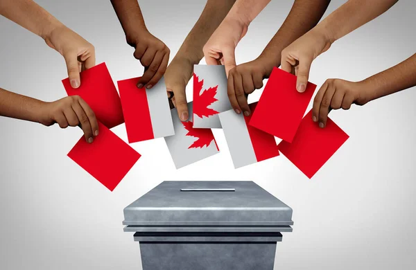 Canadese Stemmen Canada Stemmen Concept Gieten Stembiljetten Een Stembureau Als — Stockfoto