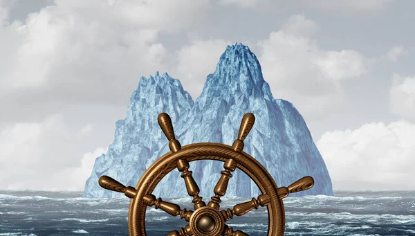 Enfrentando Concepto Iceberg Que Dirige Barco Frente Obstáculos Desafiantes Peligrosos — Foto de Stock