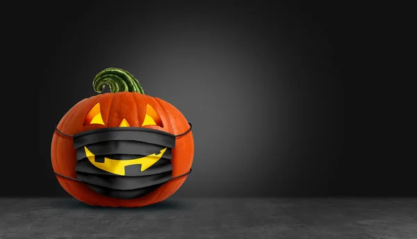 Halloween Sebészeti Maszk Mint Egy Jack Lámpás Tök Visel Orvosi — Stock Fotó