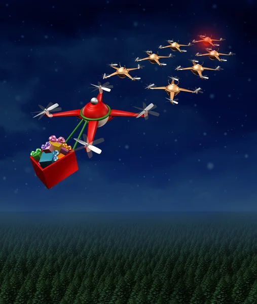 Drohnen-Weihnachtsschlitten — Stockfoto