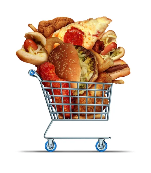 Compras de alimentos pouco saudáveis — Fotografia de Stock