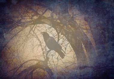 Scary Crow On A Branch clipart