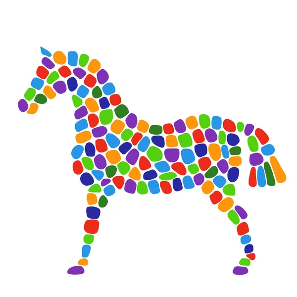 Sílhueta Cavalo Com Azulejo Mosaico Multicolorido Forma Figura Cor Vívida —  Vetores de Stock