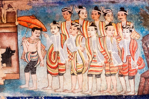 Pintura Mural em Wat Phra Singh, Chiang Mai — Fotografia de Stock