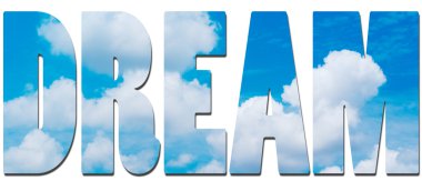Dream text filled with sky clipart