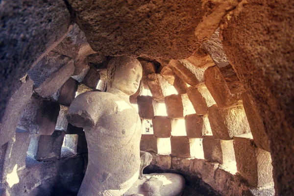 Buddha statue inside a Borobudur stupa — Stock Photo, Image