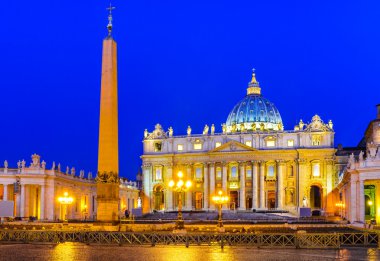 Basilica San Pietro, Roma Vatikan, alacakaranlık görüntü