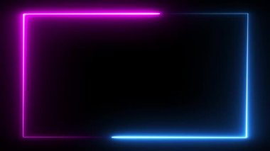 Koyu arkaplanda renkli neon çerçeve. Görüntü.