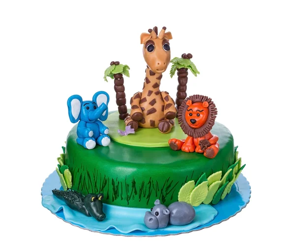 Conto de bolo decorativo com animais. — Fotografia de Stock