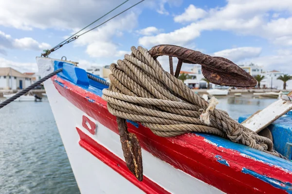 Old portuguese fishing boat on beach . Portugal — Stock Photo, Image