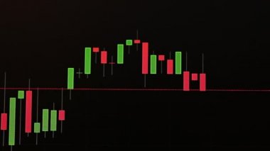 Candlestick kripto para grafiği ya da hareket göstergesi olan stok. Bitcoin takas listesi.