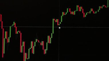 Candlestick kripto para grafiği ya da hareket göstergesi olan stok. Bitcoin takas listesi.