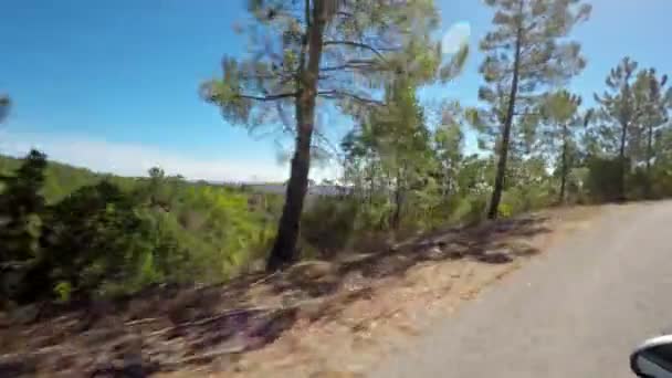 Korzystając z relaksującej jazdy po górach Monchique w Portugalii, w słoneczny dzień. — Wideo stockowe