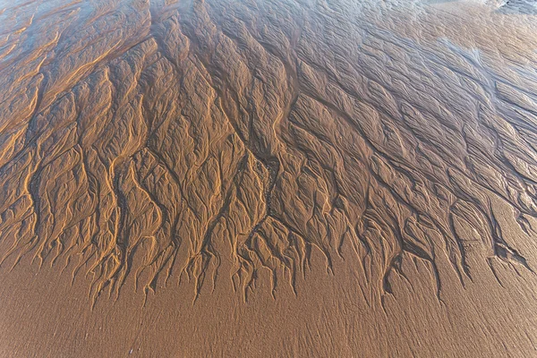 Texture di sabbia bagnata dopo un'onda. In natura . — Foto Stock