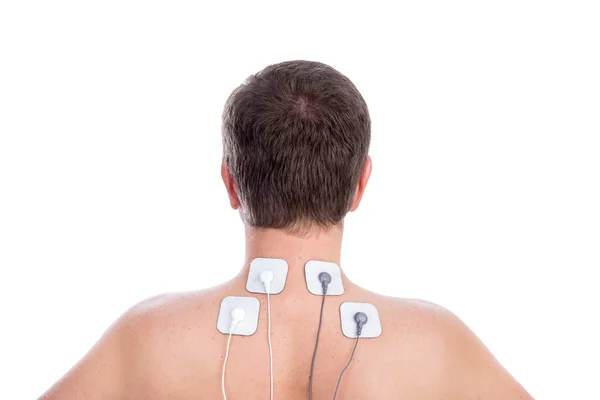 Electrostimulator for physiotherapy neck and back pain. Alternative medicine. — Stock Photo, Image