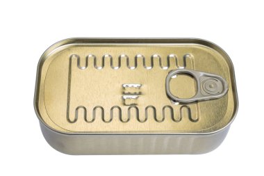 Balık kalay. Beyaz bir arka plan üzerinde.